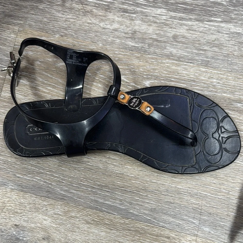 Coach Black and Brown Women's Sandals Size 7B - Picture 2 of 3